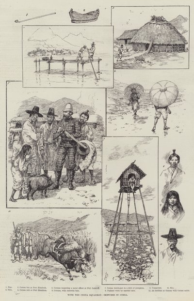 随着中国中队，在科里亚的草图 作者 Amedee Forestier